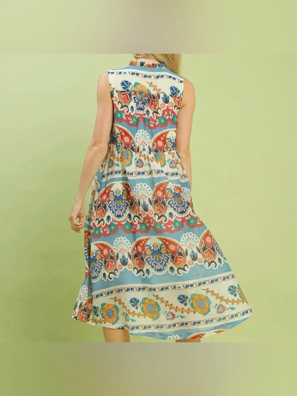 Umgee Colorful Paisley Midi Dress Boho Floral Romantic Enchanted Viscose Whimsy - Picture 5 of 14